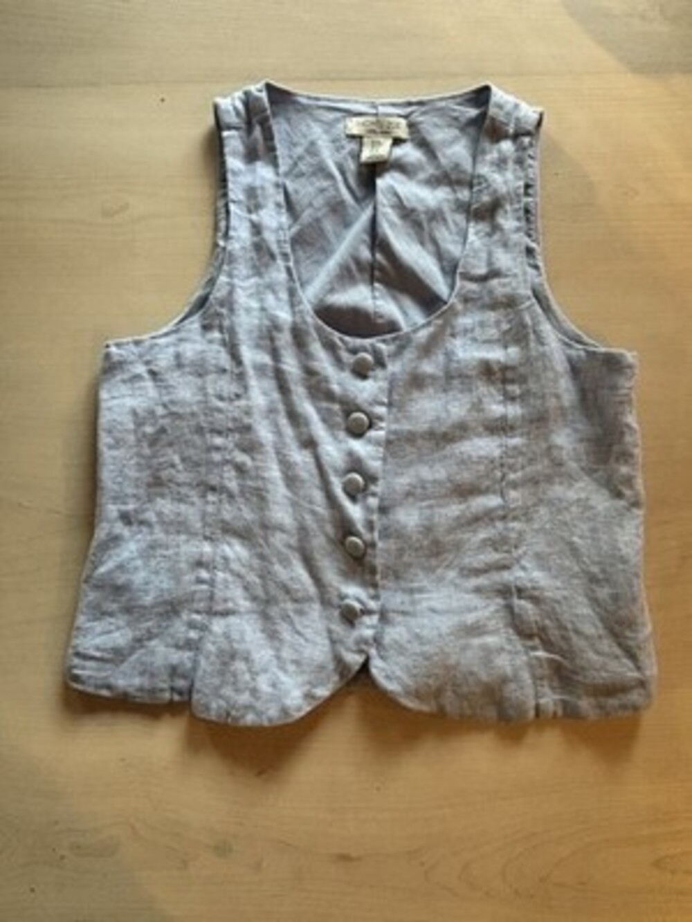 Rachel Zoe Blue 100% Linen Suit Vest Sleeveless Button Front Notch Lapel M